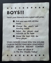 Load image into Gallery viewer, 1964/65 Toronto Star Hockey Photo NY Rangers Jacques Plante Contest On Reverse