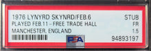 Load image into Gallery viewer, 1976 Lynyrd Skynrd Free Trade Hall Manchester England Concert Ticket PSA Vtg