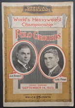 Load image into Gallery viewer, 1923 World Heavyweight Boxing Championship Fight Program Jack Dempsey Luis Firpo