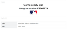Load image into Gallery viewer, 2020 MLB Opening Day Game Ready Baseball Los Angeles Angels Oakland A's MLB HOLO