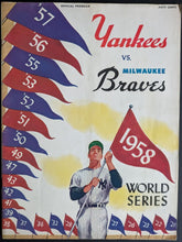Load image into Gallery viewer, 1958 World Series Game 3 Milwaukee Braves New York Yankees Baseball Program MLB