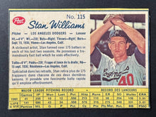 Load image into Gallery viewer, 1962 Post Canadian Cereal Stan Williams Los Angeles Dodgers Baseball Card MLB