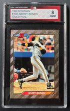 Load image into Gallery viewer, 1992 Bowman MLB #590 Barry Bonds Pittsburgh Pirates Gold Foil Baseball Card KSA