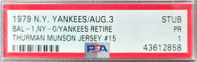 Load image into Gallery viewer, 1979 Thurman Munson Tribute Game Ticket New York Yankees MLB Baseball PSA 1