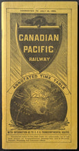 Load image into Gallery viewer, 1892 Canadian Pacific Railway Timetable Calendar Transcontinental Routes