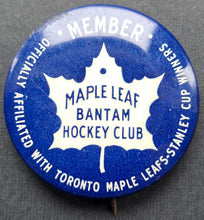 Load image into Gallery viewer, c1940s Toronto Maple Leafs Bantam Hockey Club Pinback NHL Hockey Vintage