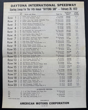 Load image into Gallery viewer, 1972 Daytona 500 Starting Lineup Sheet A.J. Foyt Winner Auto Racing VTG NASCAR