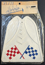 Load image into Gallery viewer, 1950s Flyte Bicycle Checkerboard Racing Flag Original Packaging Mud Flap
