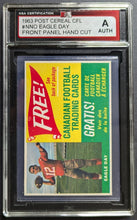 Load image into Gallery viewer, 1963 Eagle Day Vintage Post CFL Football Trading Card #NNO KSA Authenticated