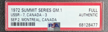 Load image into Gallery viewer, 1972 Summit Series Game 1 PSA Slabbed Full Ticket Team Canada vs USSR Hockey VTG
