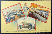 Load image into Gallery viewer, Circa 1940 Joe DiMaggio's Restaurant San Francisco Fishermans Wharf Postcard Vtg
