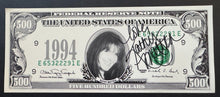 Load image into Gallery viewer, Kathy Mattea Signed Autographed 1994 Novelty $500 Bill Country Bluegrass Vintage