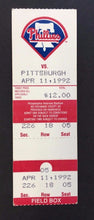 Load image into Gallery viewer, 1992 Pittsburgh Pirates Philadelphia Phillies Vintage Baseball Game Ticket Stub