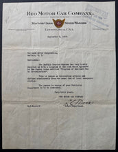 Load image into Gallery viewer, September 7, 1928 REO Motor Car Company Vintage Signed Letter On Letterhead