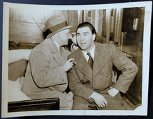 Load image into Gallery viewer, 1937 Type 1 Press Photo Boxer Max Schmeling Speaks To Joe Jacobs Vtg Stamped