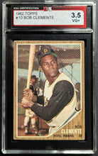 Load image into Gallery viewer, 1962 Bob Clemente Pittsburgh Pirates Topps Baseball Card #10 KSA 3.5 VG+