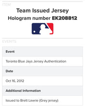 Load image into Gallery viewer, 2012 Brett Lawrie Team Issued Used Toronto Blue Jays Game Jersey MLB Baseball