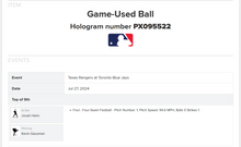 Load image into Gallery viewer, 2024 Toronto Blue Jays Texas Rangers Game Used Kevin Gausman Baseball MLB Holo