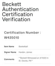 Load image into Gallery viewer, James Harden Autographed Signed Basketball Beckett Authenticated NBA 76ers