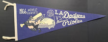 Load image into Gallery viewer, 1966 World Series Full Sized Pennant Baltimore Orioles Los Angeles Dodgers Vtg