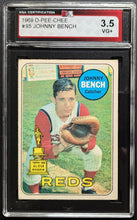 Load image into Gallery viewer, 1969 O-Pee-Chee #95 Johnny Bench Cincinnati Reds MLB Card Graded KSA 3.5 VG+