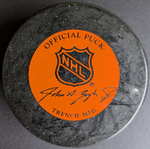 Load image into Gallery viewer, Circa 1980s NHL Edmonton Oilers Trench Ziegler Vintage Game Puck