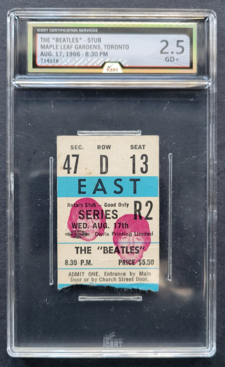 1966 Maple Leaf Gardens The Beatles Concert Ticket Stub iCert 2.5