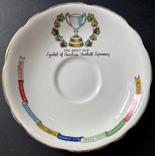 Load image into Gallery viewer, Montreal Alouettes 1950s CFL Tea Cup + Saucer Bone China Royal Stafford Grey Cup