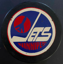Load image into Gallery viewer, Winnipeg Jets WHA Hockey Game Puck Used Inglasco Vintage Made In Canada