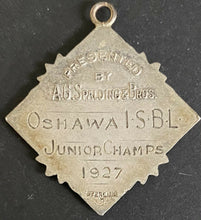 Load image into Gallery viewer, 1927 Vintage Oshawa Ontario Baseball Medal Sterling Silver AG Spalding & Bros