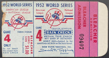 Load image into Gallery viewer, 1952 World Series Game 4 Ticket Yankee Stadium New York v Brooklyn Dodgers MLB