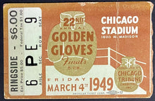 Load image into Gallery viewer, 1949 Vintage Boxing Ticket Stub 22nd Annual Golden Gloves Finals Chicago Stadium