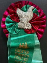 Load image into Gallery viewer, 1916 Greater Toronto Poultry Show Ribbon + Pinback Best Wyandotte Cock In Show