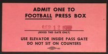 Load image into Gallery viewer, 1952 Wrigley Field Football Press Box Pass Chicago Bears NFL Vintage Sports