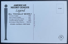 Load image into Gallery viewer, Autographed Bill Fireball Beverly Misprint Postcard Negro Leagues VTG Signed