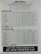 Load image into Gallery viewer, 1976 Boston Garden NBA Basketball Program Celtics Philadelphia 76ers Dave Cowens