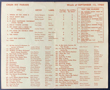 Load image into Gallery viewer, 1960 1050 Chum Radio Station Survey Chart Music Toronto Bobby Rydell Ventures