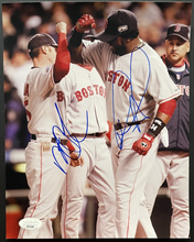 Load image into Gallery viewer, Dustin Pedroia + David Ortiz Autographed MLB Baseball Photo Signed Red Sox JSA