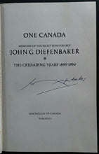 Load image into Gallery viewer, 1975 John Diefenbaker Signed Memoir Crusading Years Autographed Canadian PM LOA