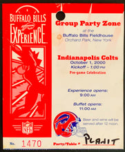 Load image into Gallery viewer, 2000 NFL Football Ticket + 2 Bud Bus VIP Passes Buffalo Bills vs Indianapolis