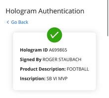 Load image into Gallery viewer, Roger Staubach Super Bowl VI MVP Signed Football Dallas Cowboys Fanatics NFL