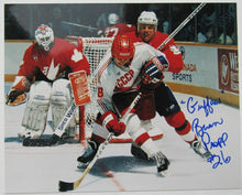 Load image into Gallery viewer, 1987 Brian Propp Personally Autographed Photo - Canada Cup Finals / Grant Fuhr