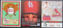 Load image into Gallery viewer, 1998 St Louis Cardinals Official Scorecard v Montreal Expos McGwire Hits 67 & 68