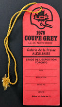 Load image into Gallery viewer, 1978 Grey Cup Press Pass CFL Jack Gaudaur Commissioner Issued TV Sports Caster