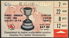 Load image into Gallery viewer, 1980 CFL Football Grey Cup Program and Ticket Stub Edmonton Eskimos Warren Moon