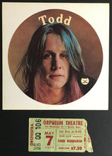 Load image into Gallery viewer, 1977 Todd Rundgren Utopia Concert Ticket Orpheum Theatre & Music Decal Sticker
