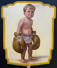 Load image into Gallery viewer, Antique Vintage 1930's ADELAIDE HIEBEL Boxing GAS & OIL Advertising Hand Fan