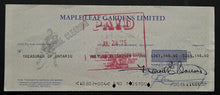 Load image into Gallery viewer, 1975 Maple Leaf Gardens President + Ballard + Crump Signed Cheque Autographed