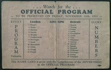 Load image into Gallery viewer, 1933 Vintage IHL NHL Hockey London Arena Tecumsehs Detroit Red Wings Scorecard