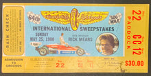 Load image into Gallery viewer, May 25 1980 64th Running INDY Indianapolis 500 Race Ticket Rutherford Wins